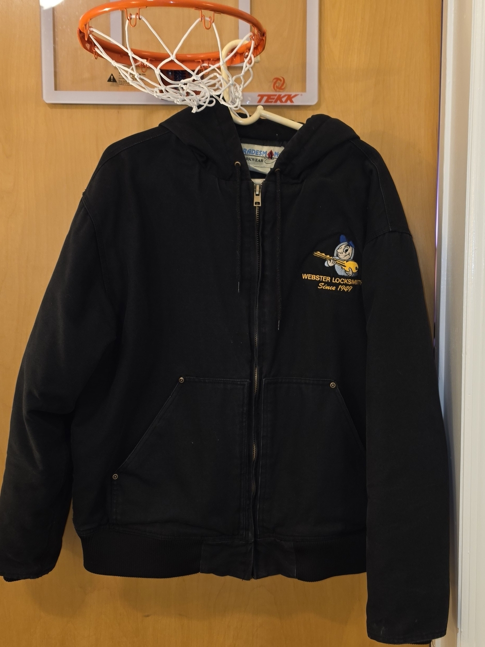 Thick Black Hooded Work Jacket
